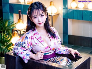 A woman in a kimono posing for a picture.