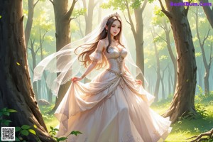 A woman in a wedding dress holding a bouquet of flowers.